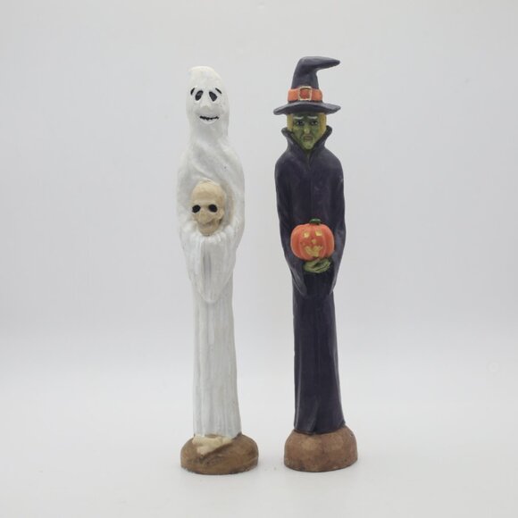 Vintage Ghouls-Skinny Resin Pencil Halloween Witch and Ghost 7 inches - Picture 1 of 14